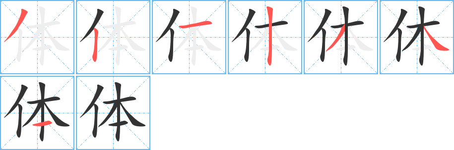 体的笔顺分步演示