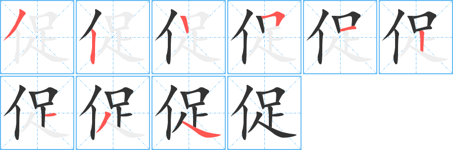 促的笔顺分步演示