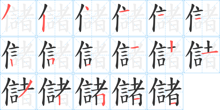 儲的笔顺分步演示