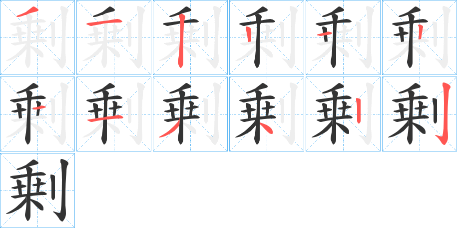 剰的笔顺分步演示