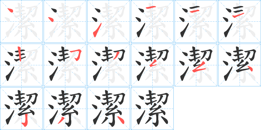 潔的笔顺分步演示