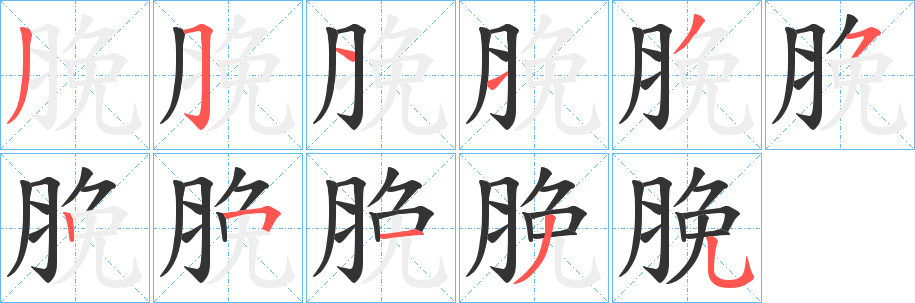 脕的笔顺分步演示