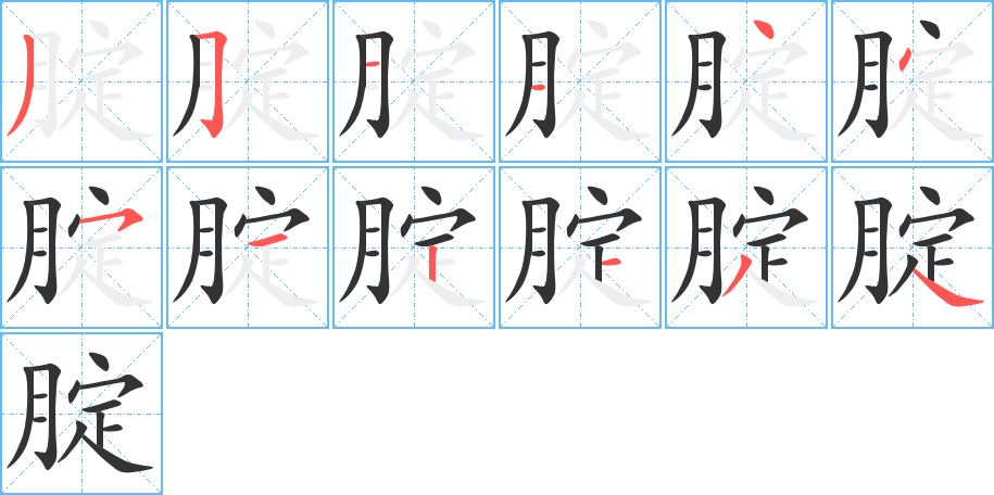 腚的笔顺分步演示