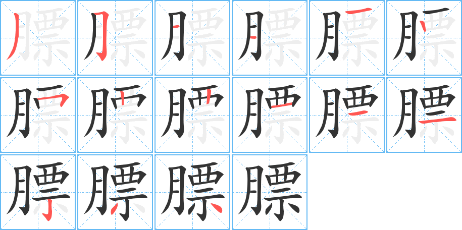 膘的笔顺分步演示