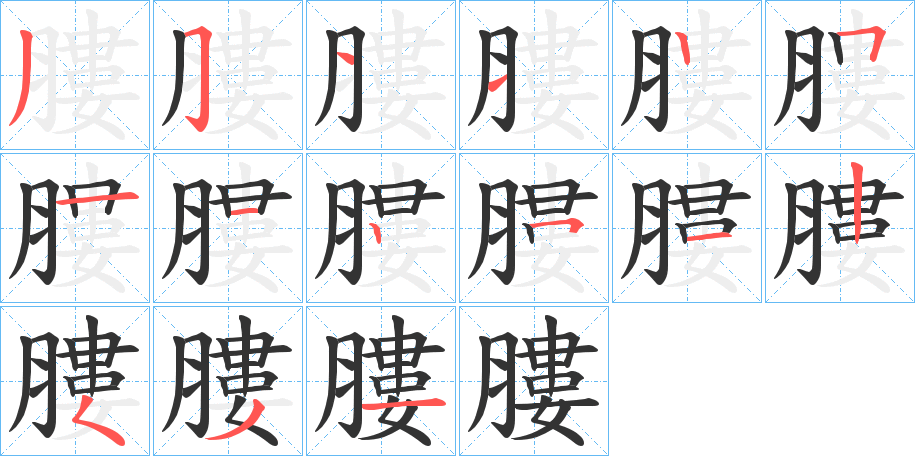 膢的笔顺分步演示