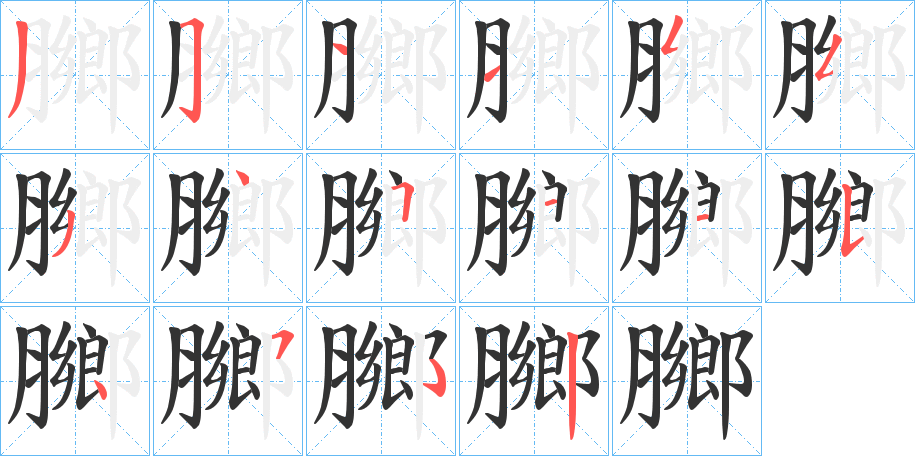 膷的笔顺分步演示