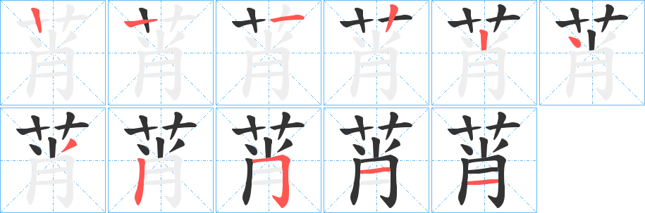 莦的笔顺分步演示