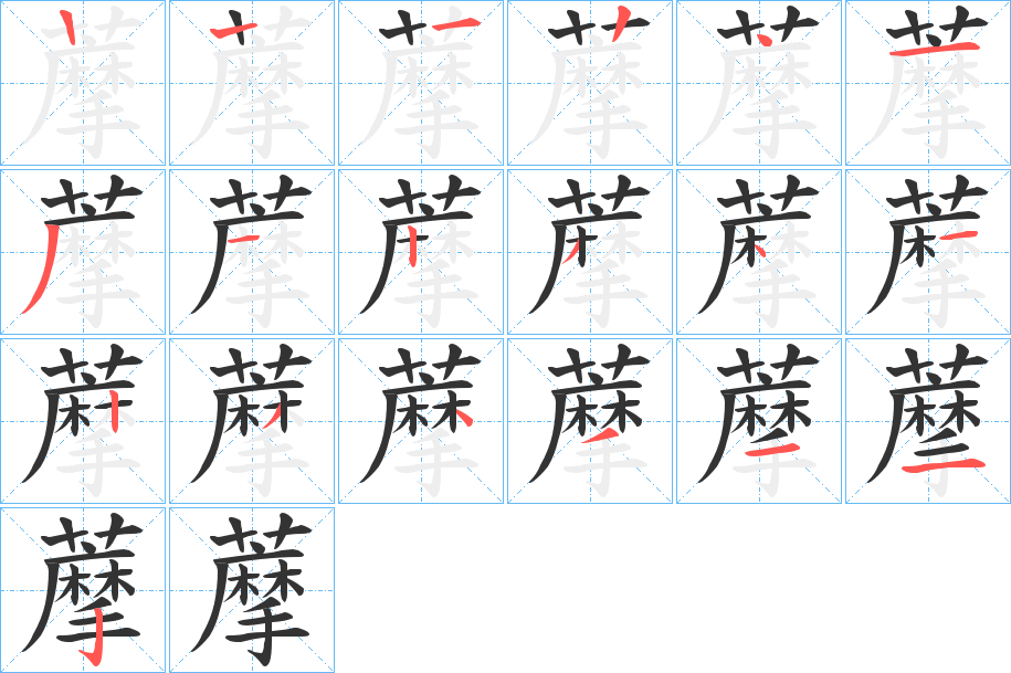 藦的笔顺分步演示