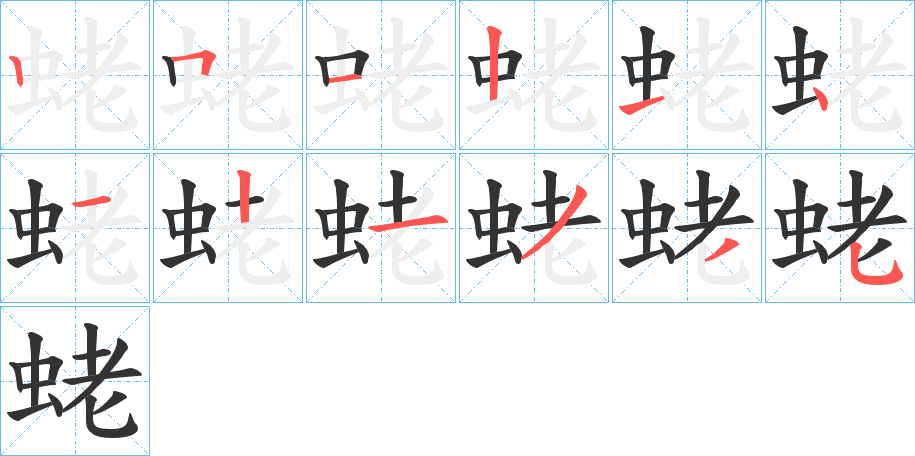 蛯的笔顺分步演示