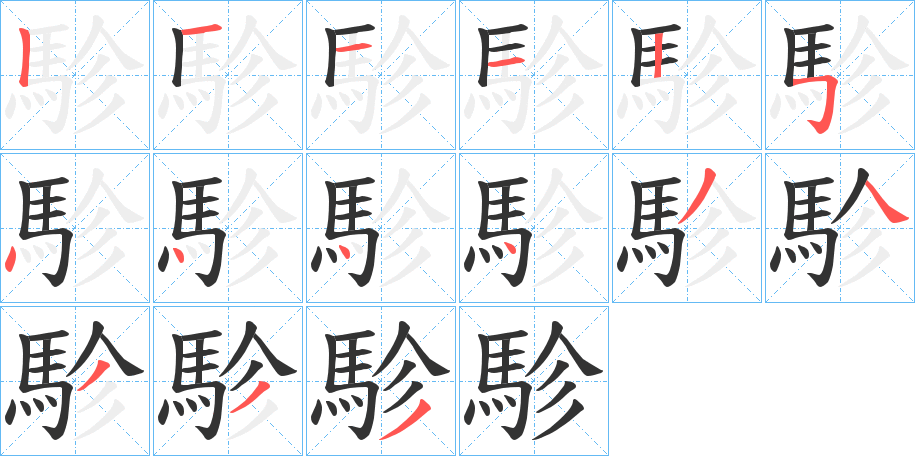 駗的笔顺分步演示