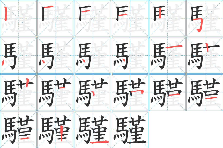 騹的笔顺分步演示