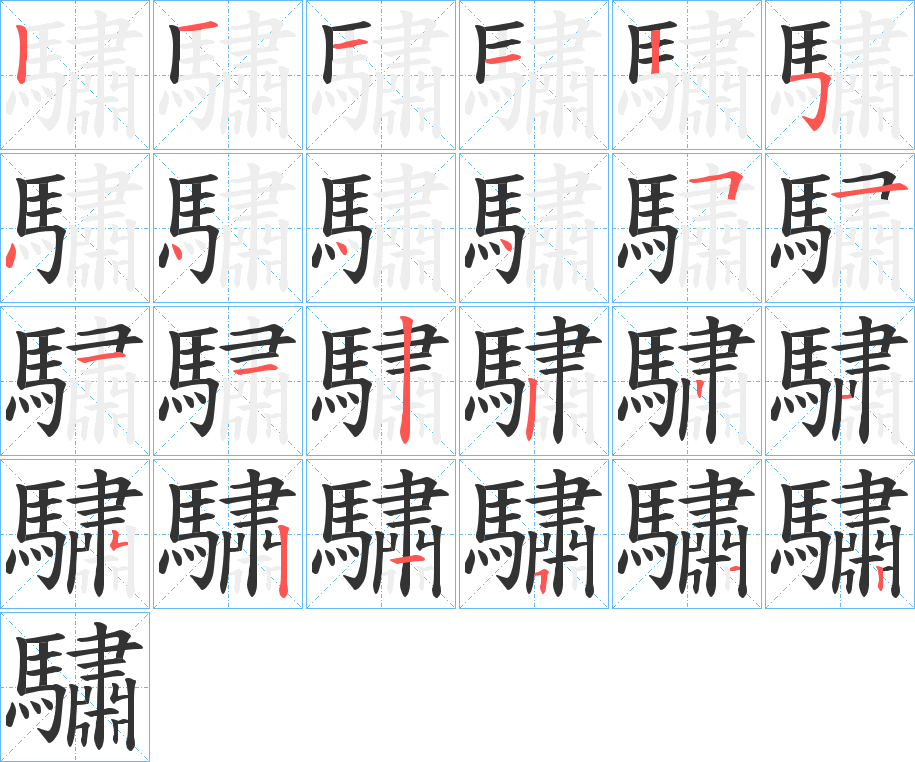 驌的笔顺分步演示