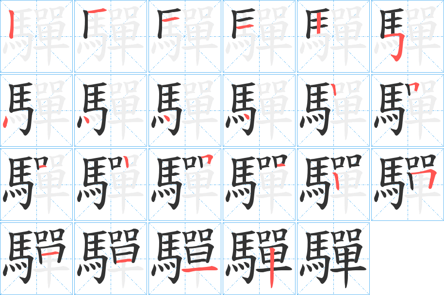 驒的笔顺分步演示