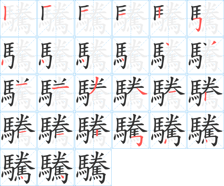 驣的笔顺分步演示