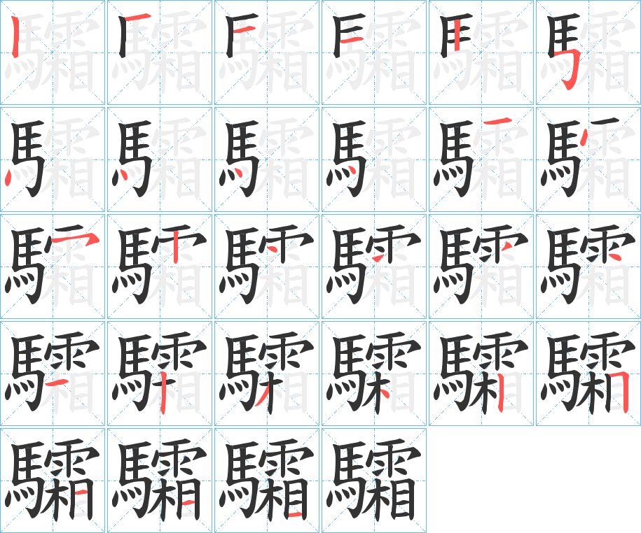 驦的笔顺分步演示