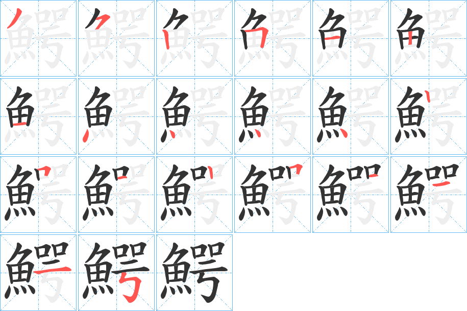 鰐的笔顺分步演示