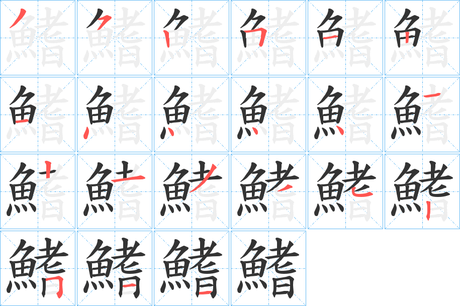 鰭的笔顺分步演示