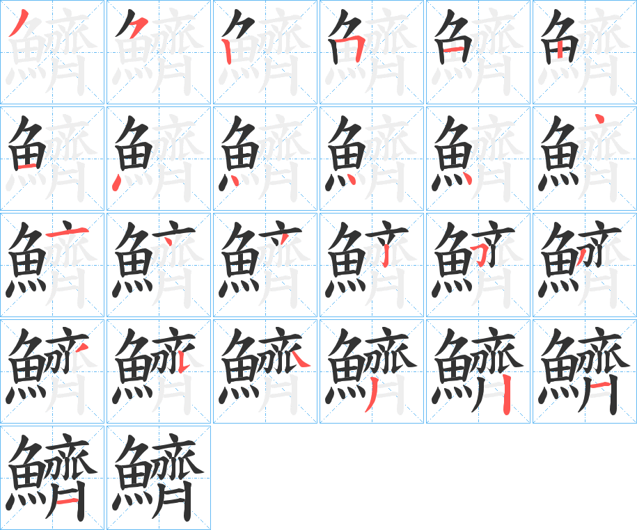 鱭的笔顺分步演示