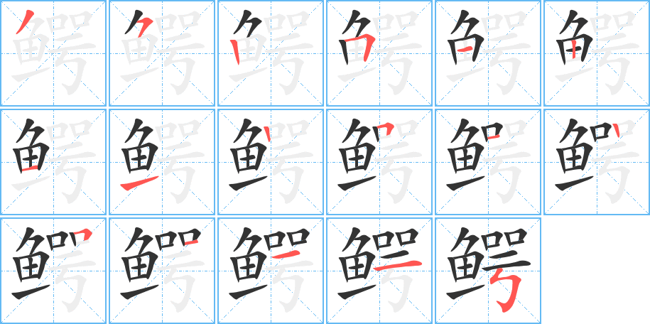 鳄的笔顺分步演示