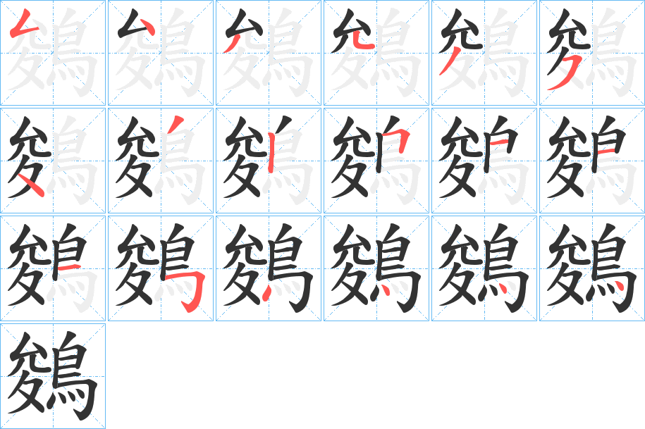 鵕的笔顺分步演示