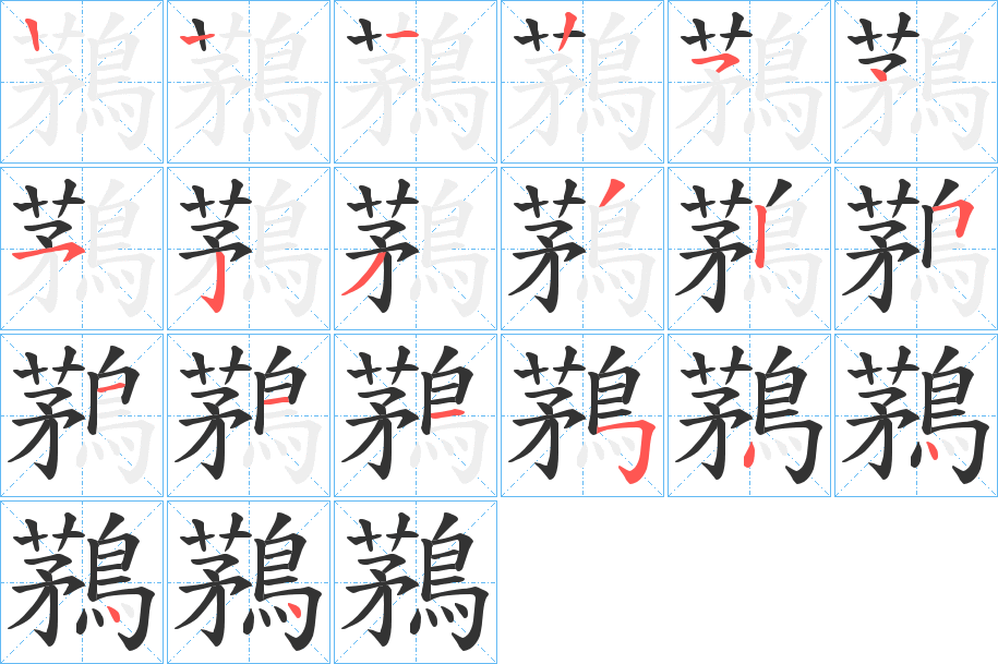 鶜的笔顺分步演示