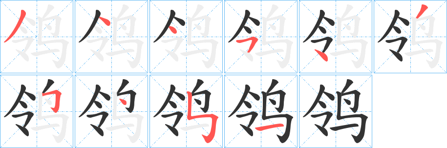 鸰的笔顺分步演示